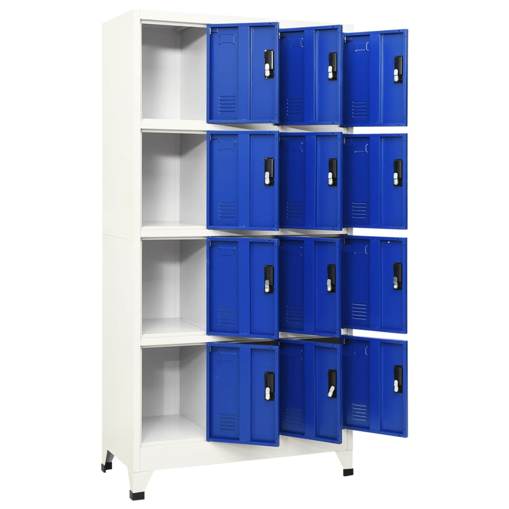 Lockerkast 90x45x180 cm staal grijs en blauw is nu te koop bij PeponiXL, paradijselijk wonen!