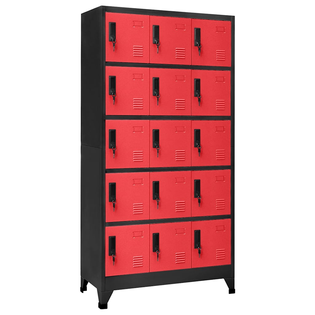 Lockerkast 90x40x180 cm staal antracietkleurig en rood is nu te koop bij PeponiXL, paradijselijk wonen!
