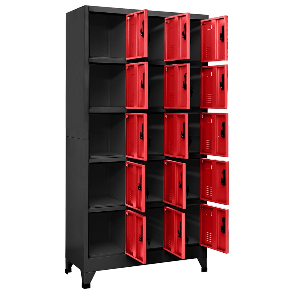 Lockerkast 90x40x180 cm staal antracietkleurig en rood is nu te koop bij PeponiXL, paradijselijk wonen!
