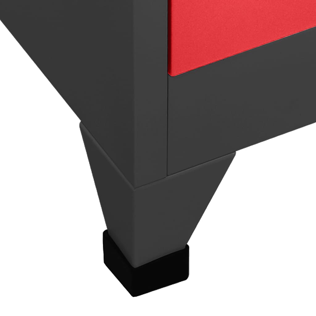 Lockerkast 90x40x180 cm staal antracietkleurig en rood is nu te koop bij PeponiXL, paradijselijk wonen!