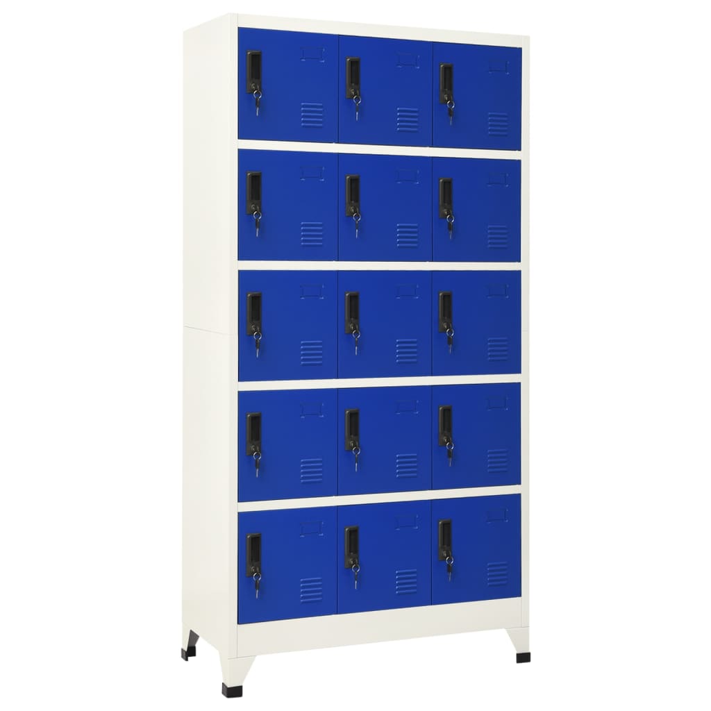 Lockerkast 90x40x180 cm staal grijs en blauw is nu te koop bij PeponiXL, paradijselijk wonen!