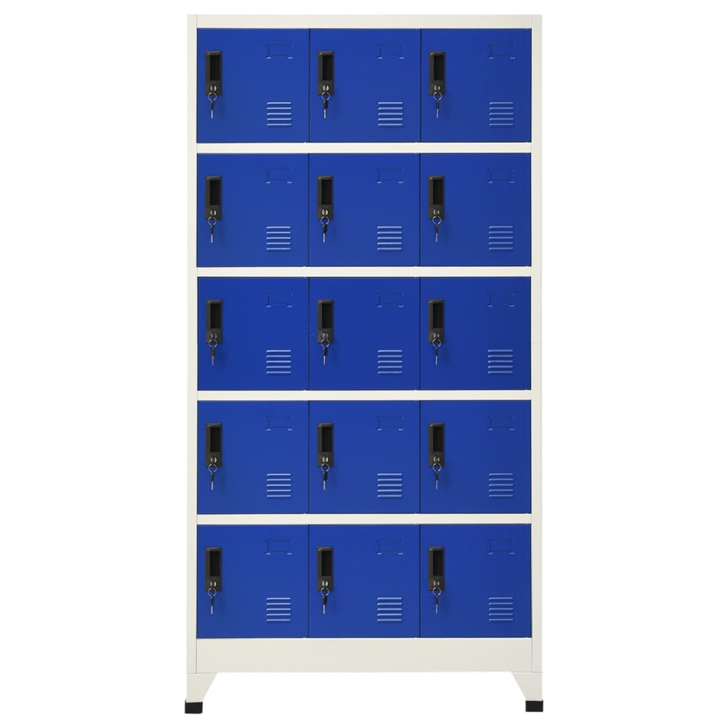 Lockerkast 90x40x180 cm staal grijs en blauw is nu te koop bij PeponiXL, paradijselijk wonen!