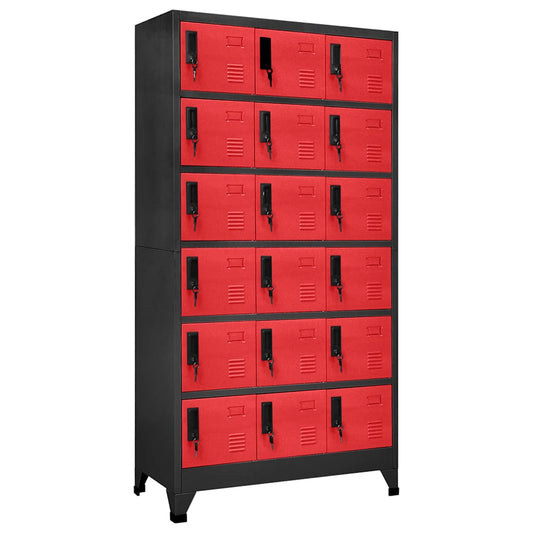 Lockerkast 90x40x180 cm staal antracietkleurig en rood is nu te koop bij PeponiXL, paradijselijk wonen!