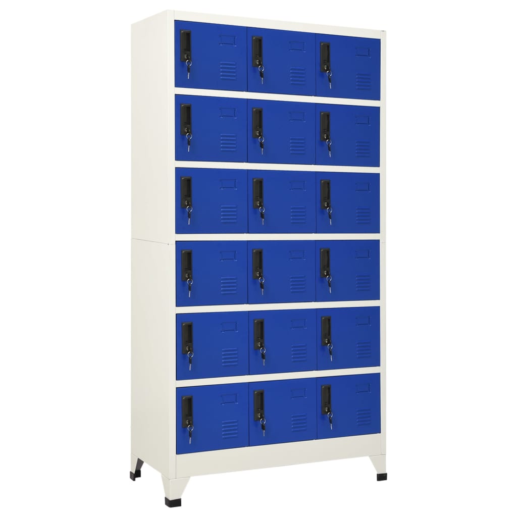 Lockerkast 90x40x180 cm staal grijs en blauw is nu te koop bij PeponiXL, paradijselijk wonen!