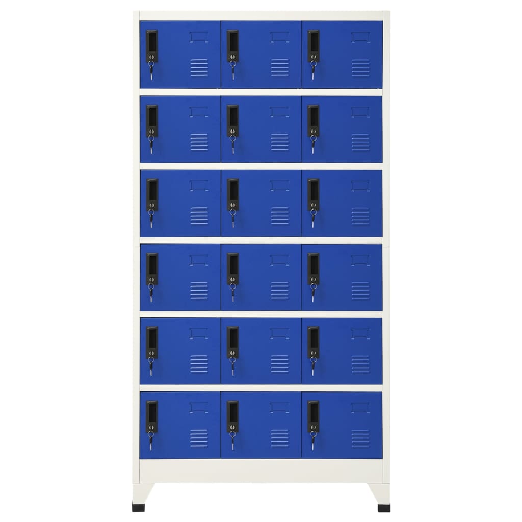 Lockerkast 90x40x180 cm staal grijs en blauw is nu te koop bij PeponiXL, paradijselijk wonen!