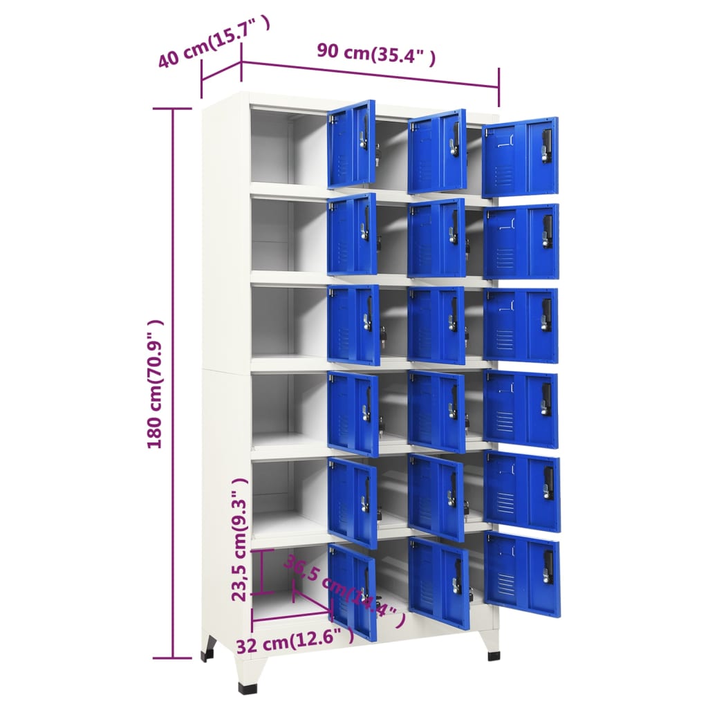 Lockerkast 90x40x180 cm staal grijs en blauw is nu te koop bij PeponiXL, paradijselijk wonen!