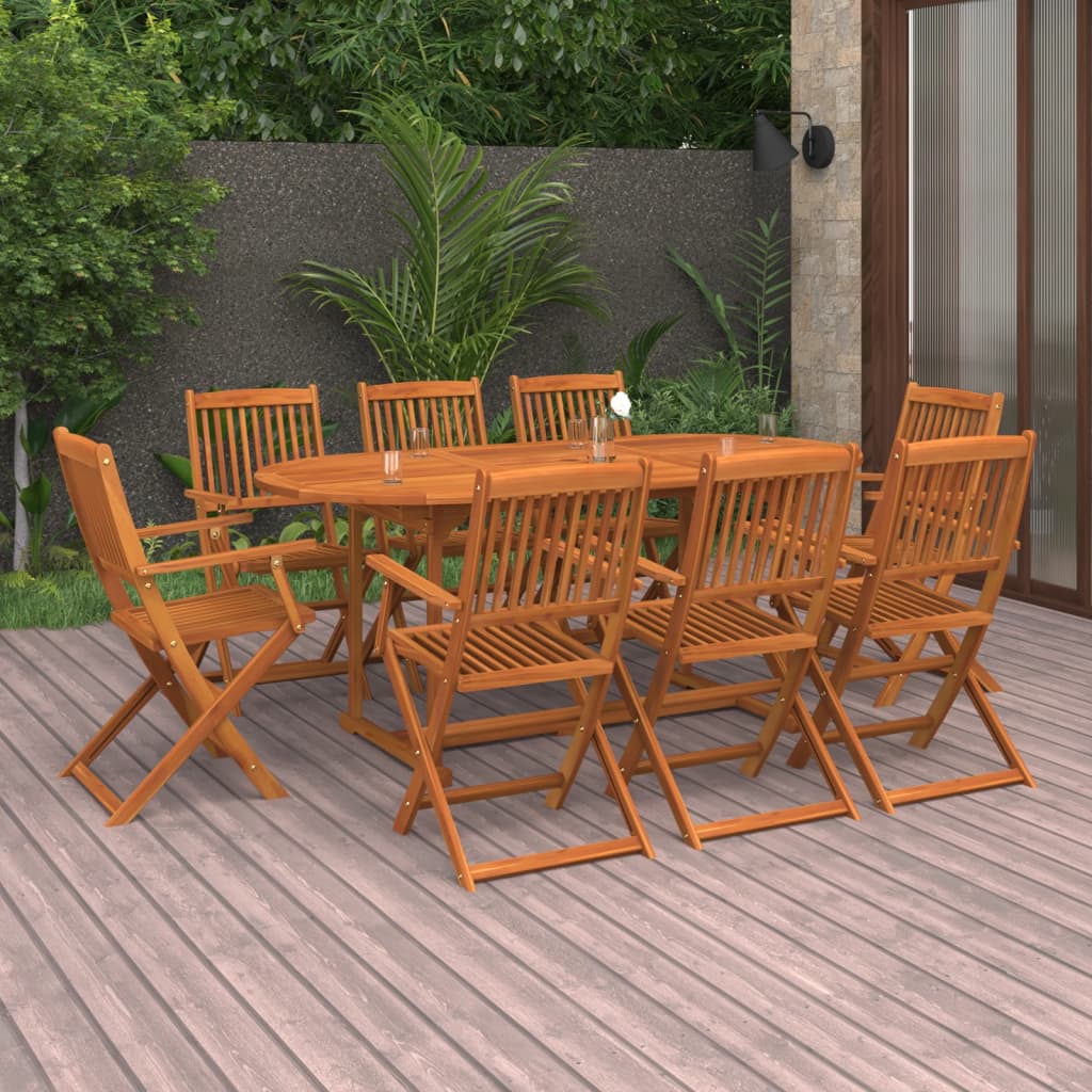 9-delige Tuinset 180x90x75 cm massief acaciahout is nu te koop bij PeponiXL, paradijselijk wonen!