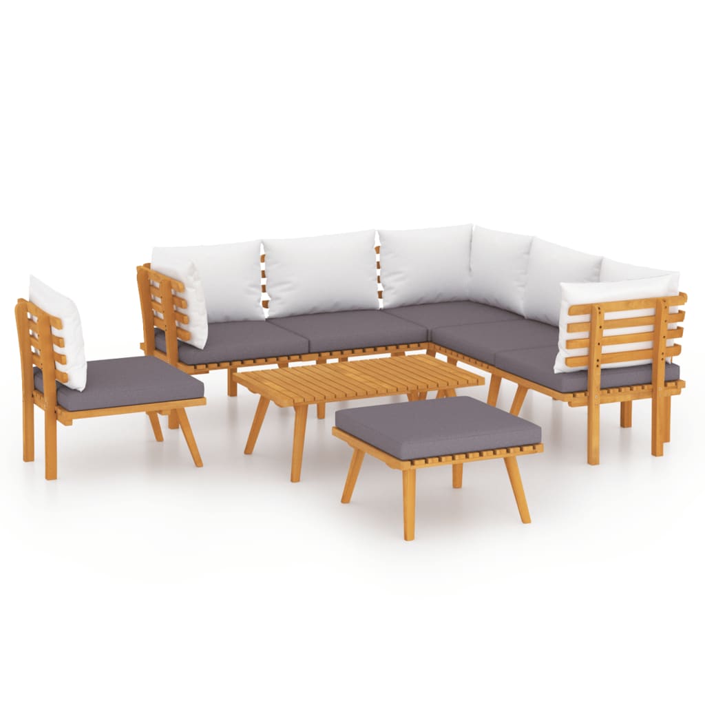 8-delige Loungeset met kussens massief acaciahout is nu te koop bij PeponiXL, paradijselijk wonen!