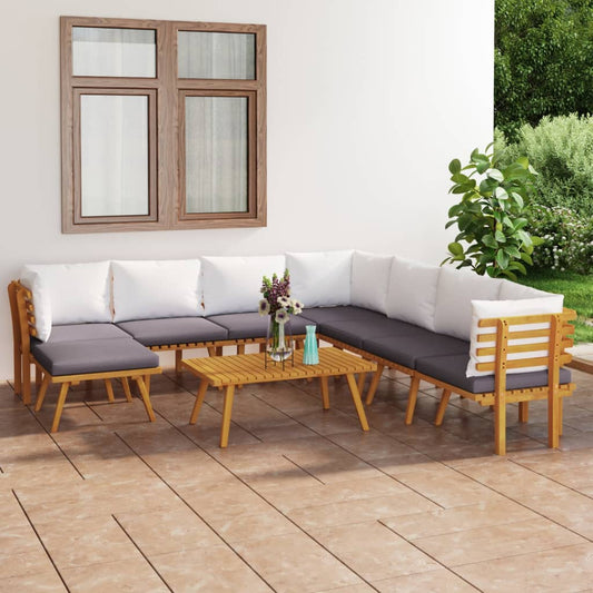 9-delige Loungeset met kussens massief acaciahout is nu te koop bij PeponiXL, paradijselijk wonen!