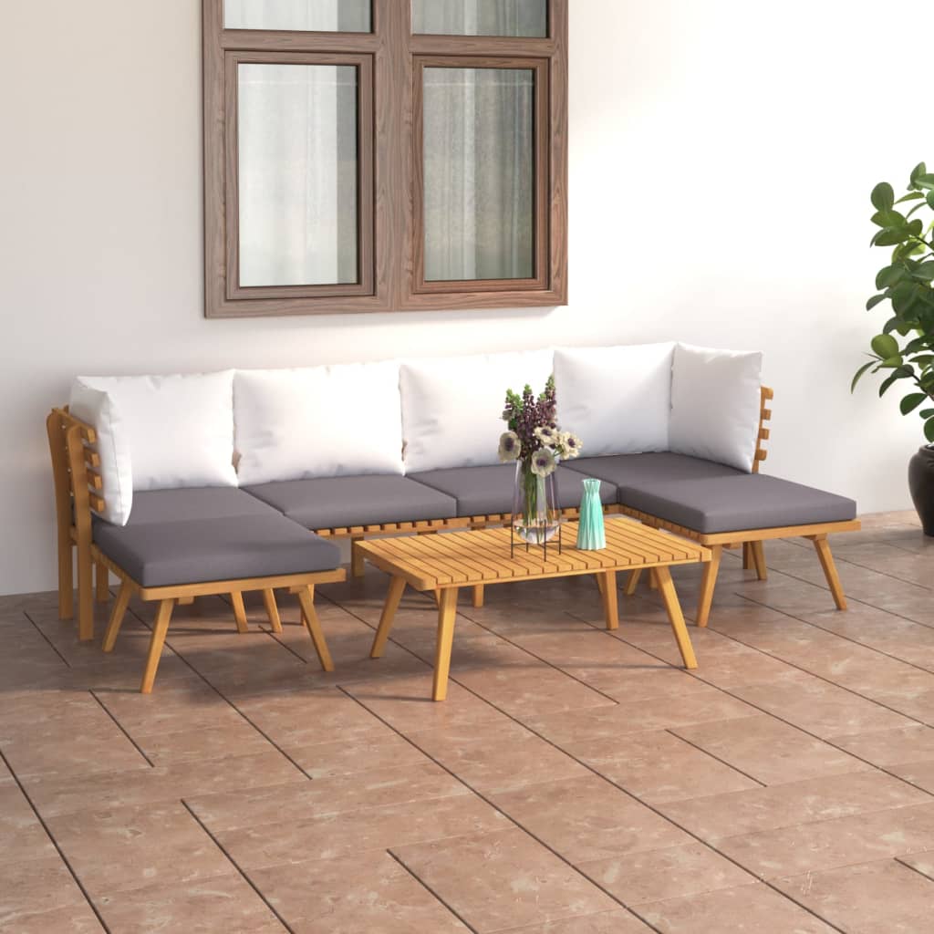 7-delige Loungeset met kussens massief acaciahout is nu te koop bij PeponiXL, paradijselijk wonen!