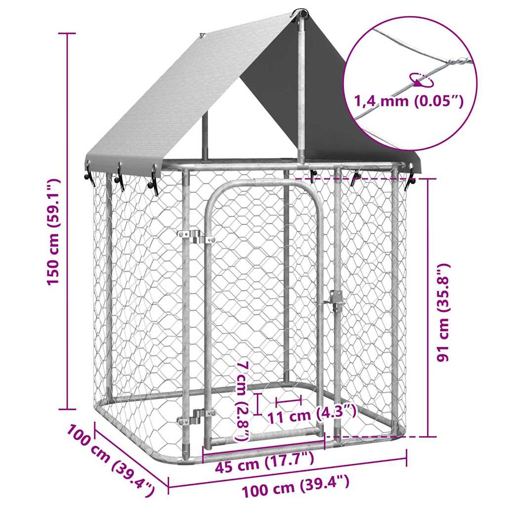 Hondenkennel voor buiten met dak 100x100x150 cm is nu te koop bij PeponiXL, paradijselijk wonen!