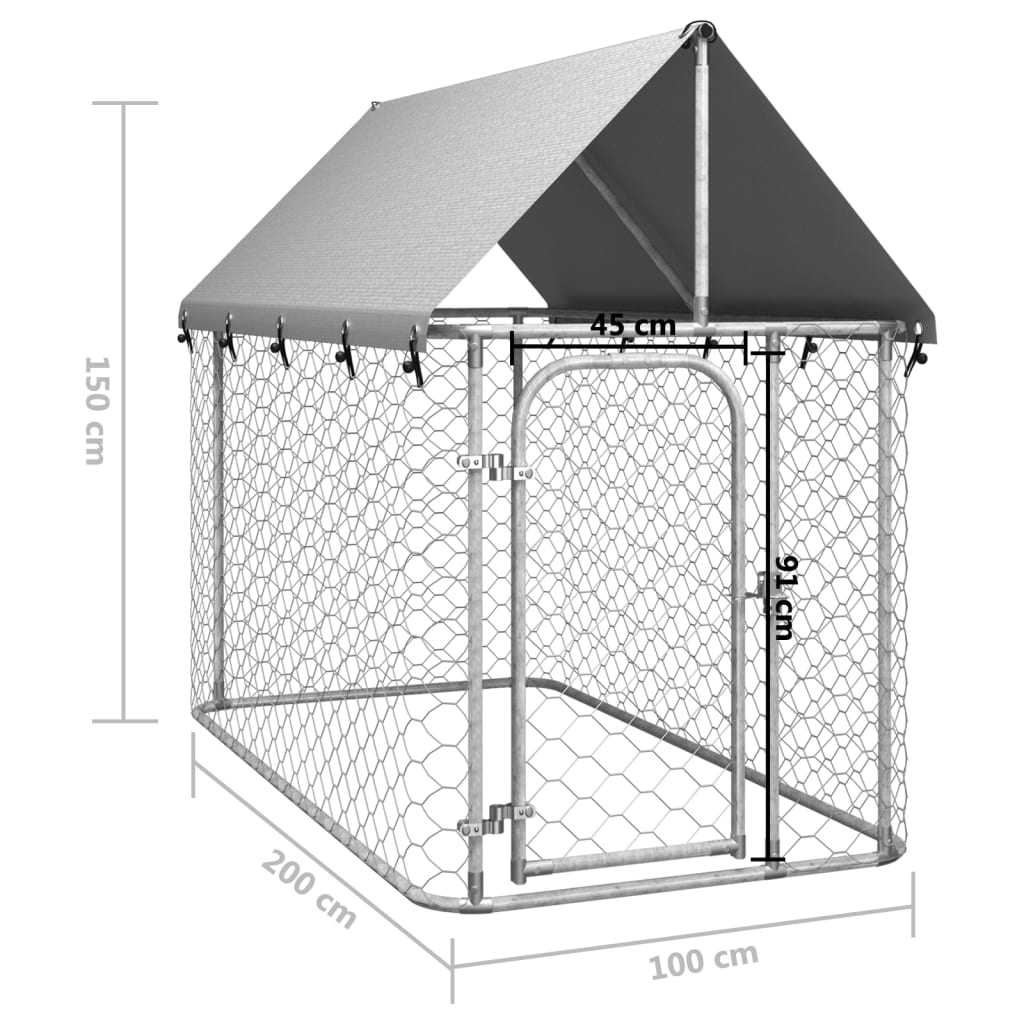 Hondenkennel voor buiten met dak 200x100x150 cm is nu te koop bij PeponiXL, paradijselijk wonen!