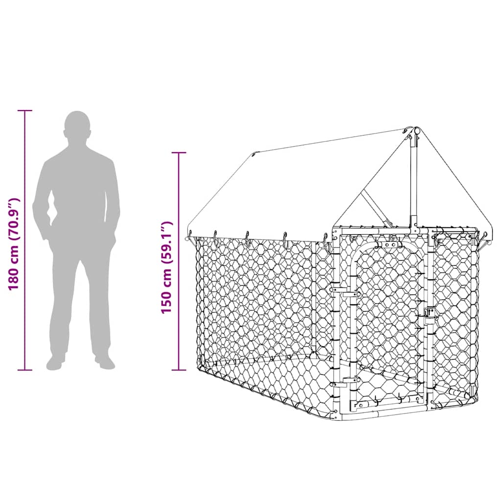 Hondenkennel voor buiten met dak 200x100x150 cm is nu te koop bij PeponiXL, paradijselijk wonen!