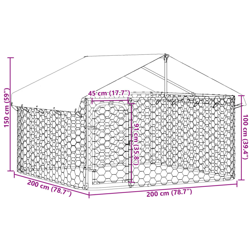 Hondenkennel voor buiten met dak 200x200x150 cm is nu te koop bij PeponiXL, paradijselijk wonen!