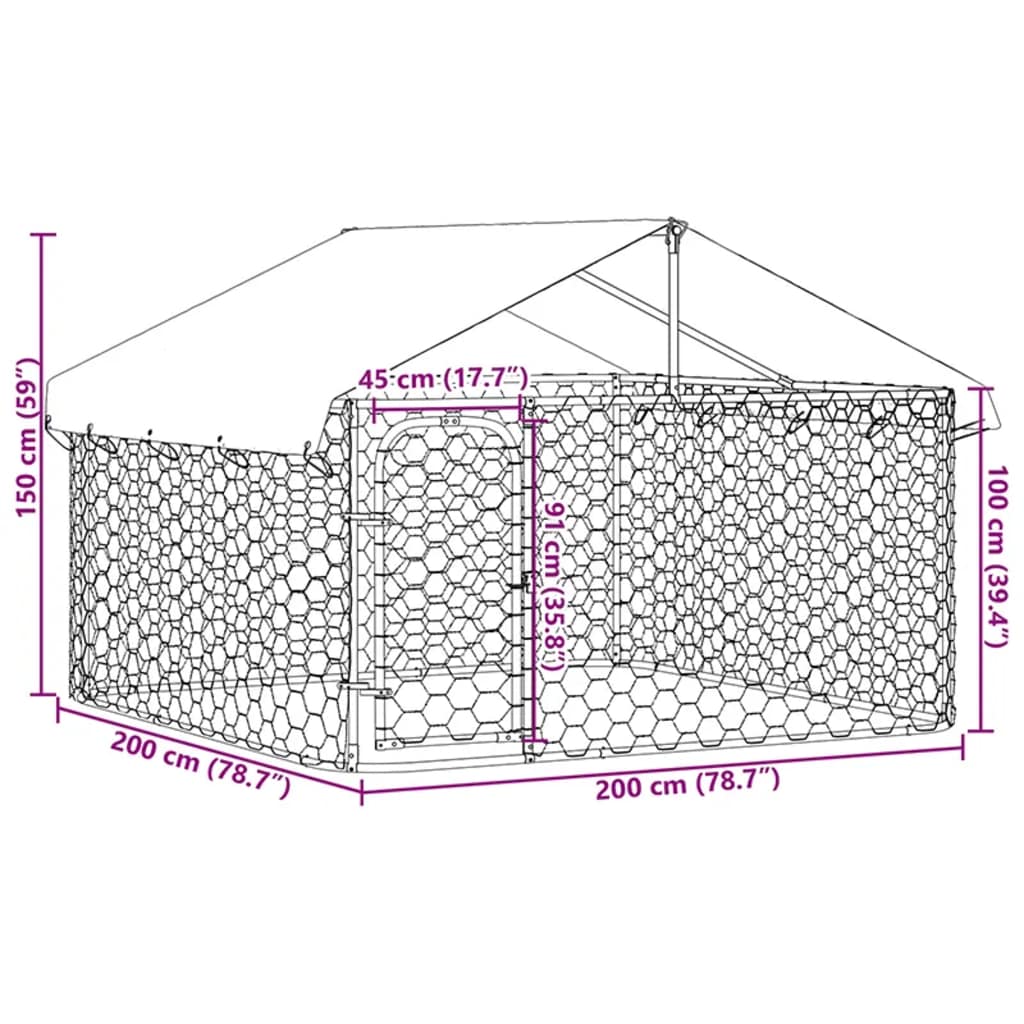 Hondenkennel voor buiten met dak 200x200x150 cm is nu te koop bij PeponiXL, paradijselijk wonen!