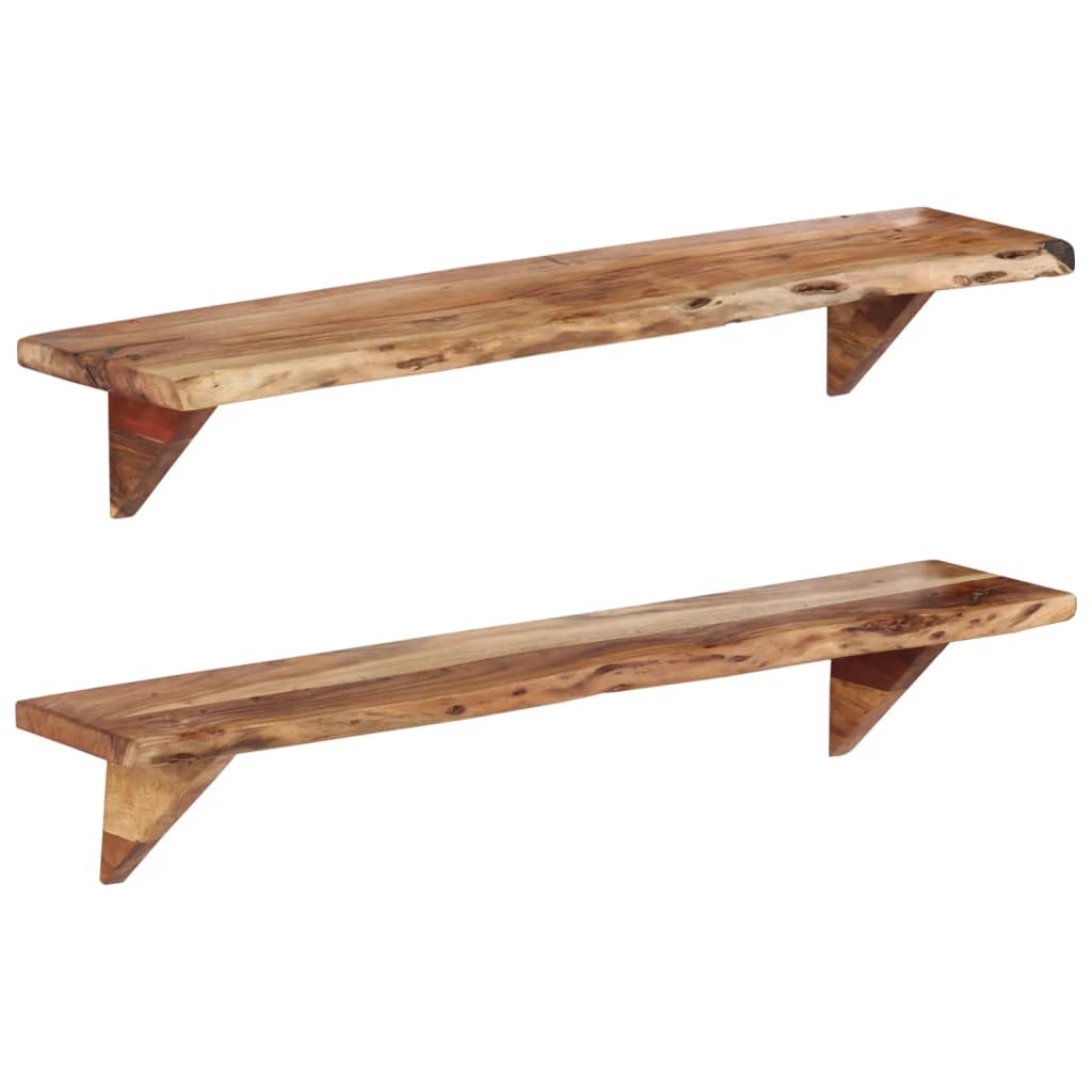 Wandschappen 2 st 110x20x18 cm massief acaciahout is nu te koop bij PeponiXL, paradijselijk wonen!