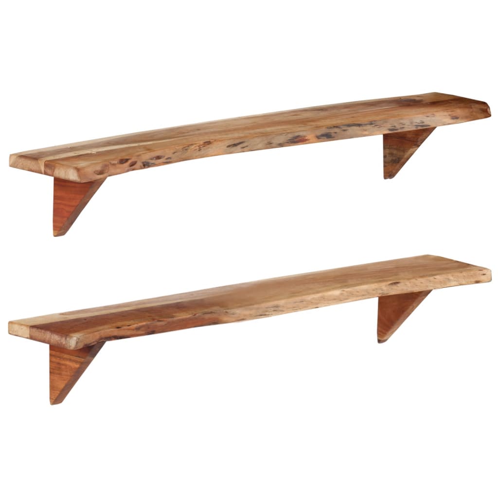 Wandschappen 2 st 110x20x18 cm massief acaciahout is nu te koop bij PeponiXL, paradijselijk wonen!
