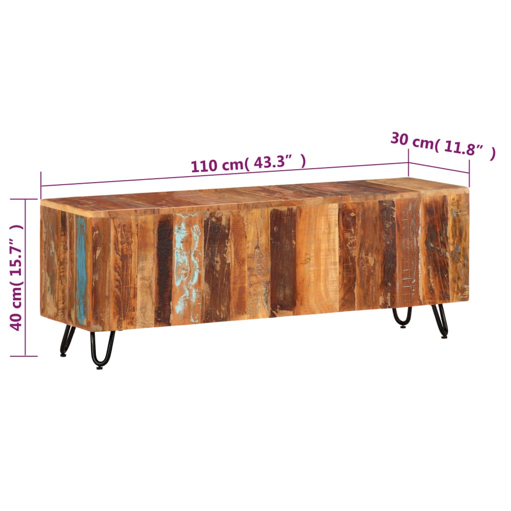 Tv-meubel 110x30x40 cm massief gerecycled hout is nu te koop bij PeponiXL, paradijselijk wonen!