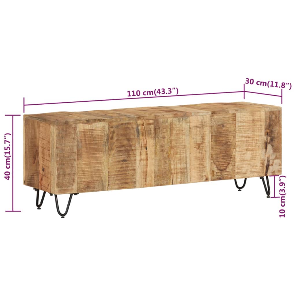 Tv-meubel 110x30x40 cm massief mangohout is nu te koop bij PeponiXL, paradijselijk wonen!