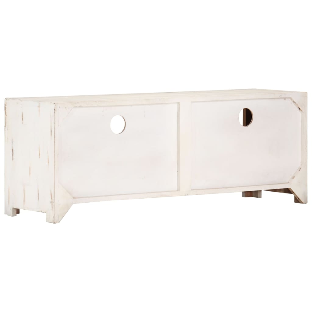 Tv-meubel 110x30x40 cm massief acaciahout wit is nu te koop bij PeponiXL, paradijselijk wonen!
