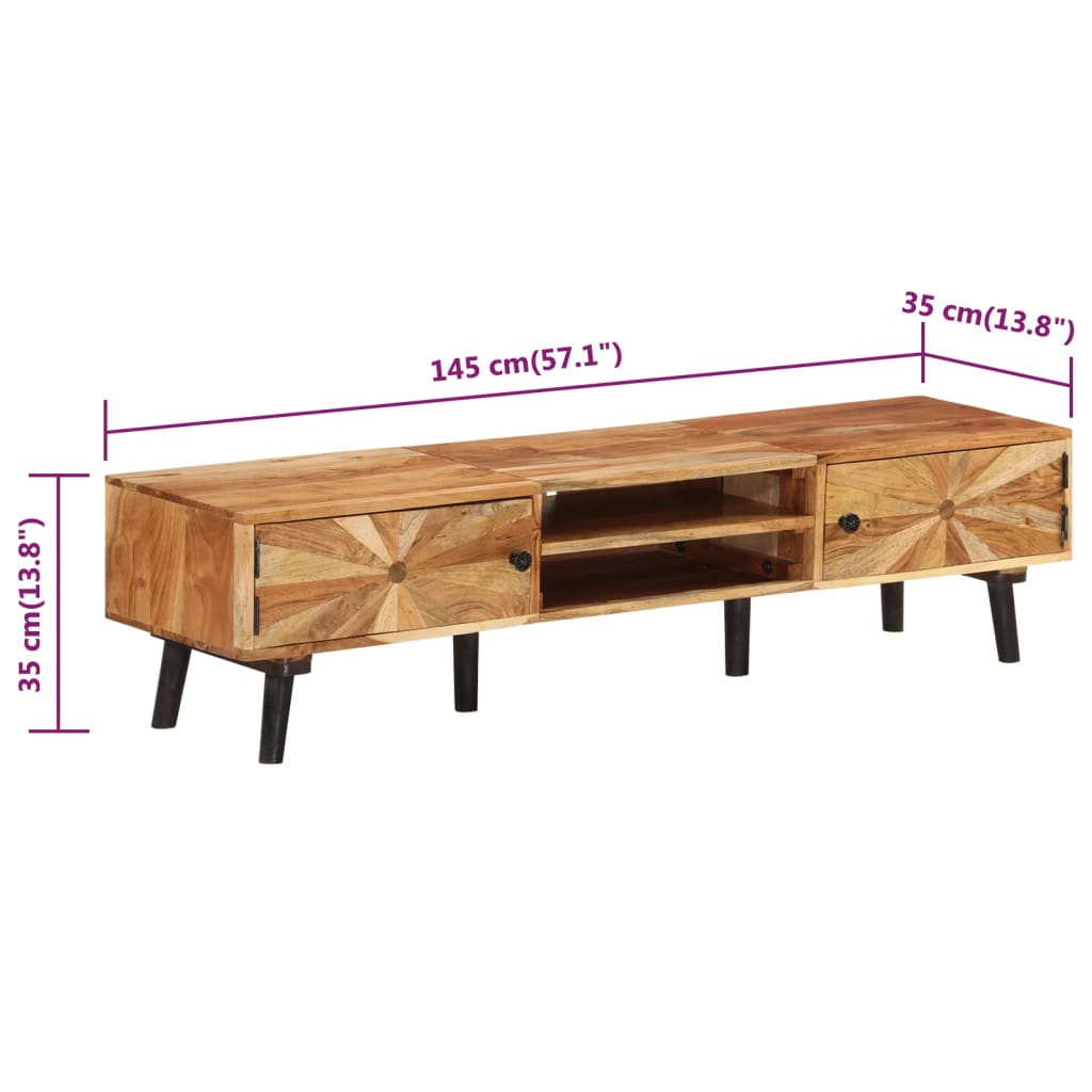 Tv-meubel 145x35x35 cm massief acaciahout is nu te koop bij PeponiXL, paradijselijk wonen!