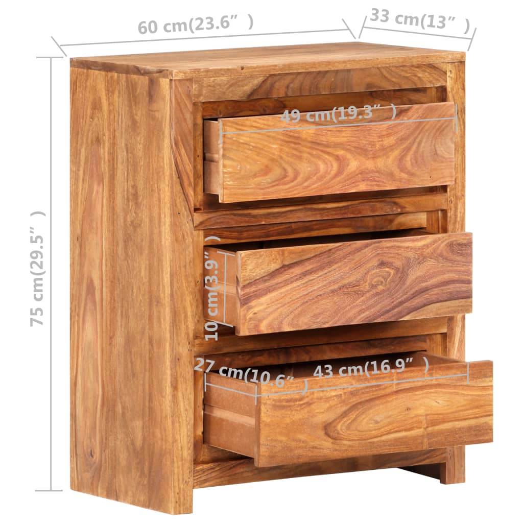 Ladekast 60x33x75 cm massief acaciahout is nu te koop bij PeponiXL, paradijselijk wonen!