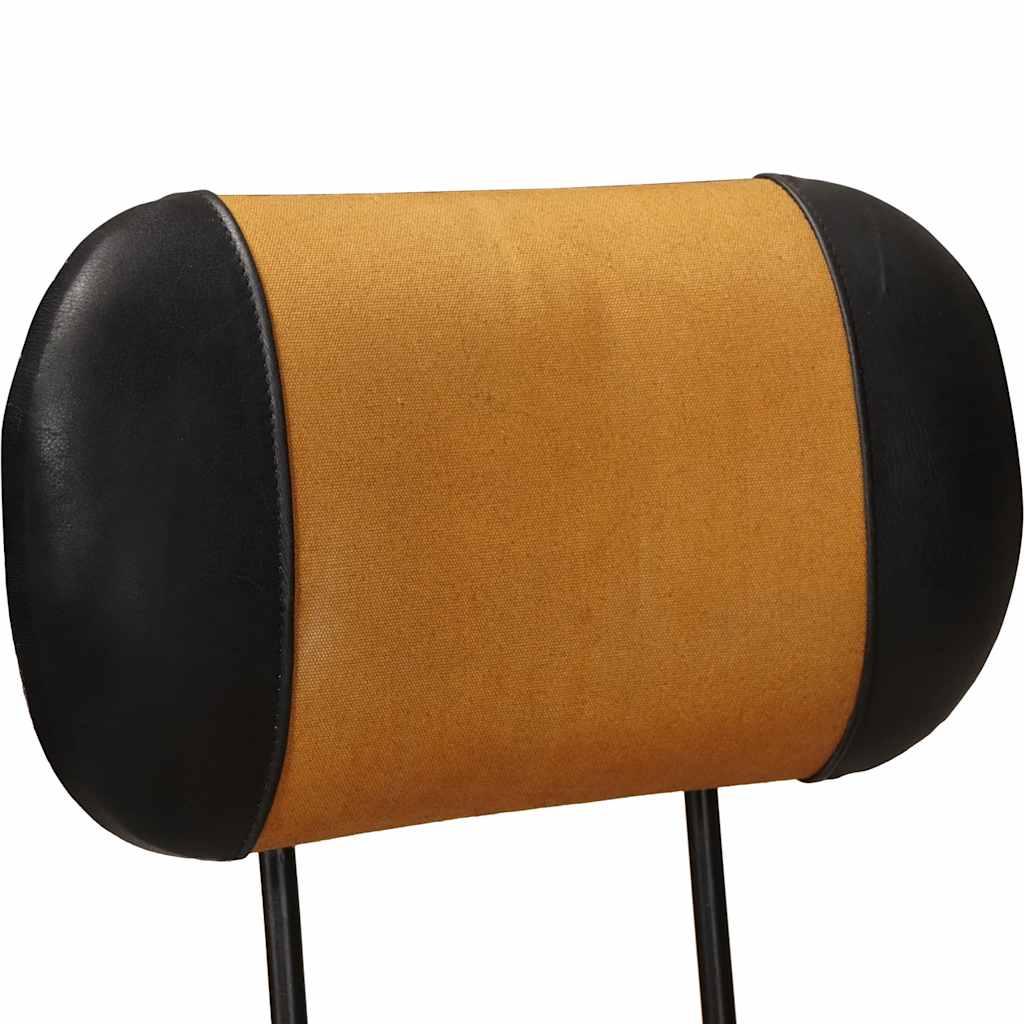 Barkrukken met canvasafdruk 2 st echt geitenleer bruin en zwart is nu te koop bij PeponiXL, paradijselijk wonen!