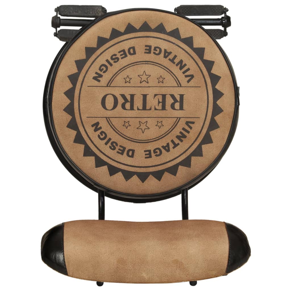 Barkrukken met canvasafdruk 2 st echt geitenleer bruin en zwart is nu te koop bij PeponiXL, paradijselijk wonen!