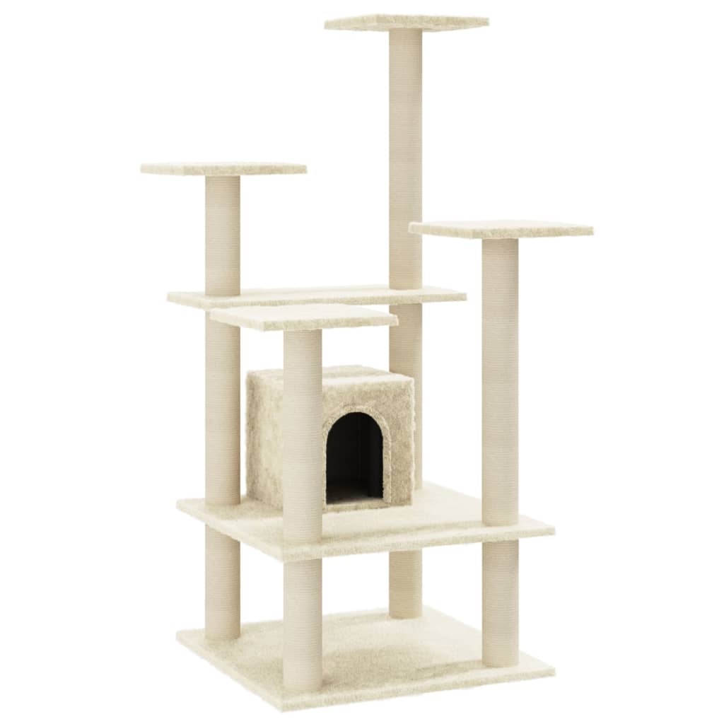 Kattenkrabpaal met sisal krabpalen 110 cm crèmekleurig is nu te koop bij PeponiXL, paradijselijk wonen!