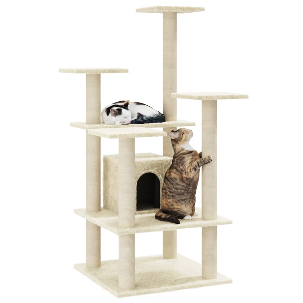 Kattenkrabpaal met sisal krabpalen 110 cm crèmekleurig is nu te koop bij PeponiXL, paradijselijk wonen!