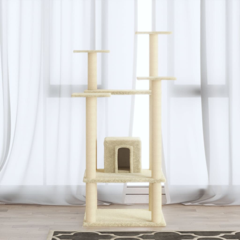 Kattenkrabpaal met sisal krabpalen 110 cm crèmekleurig is nu te koop bij PeponiXL, paradijselijk wonen!