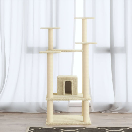 Kattenkrabpaal met sisal krabpalen 110 cm crèmekleurig is nu te koop bij PeponiXL, paradijselijk wonen!