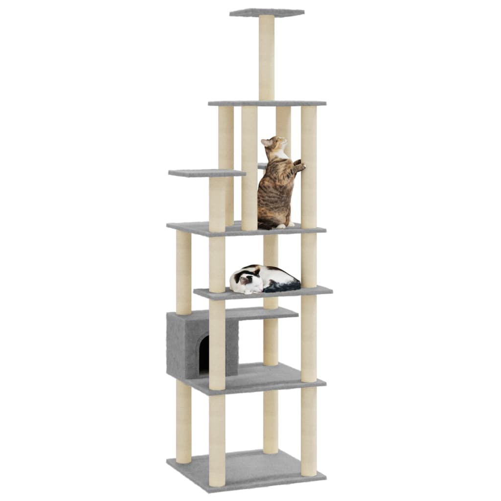 Kattenkrabpaal met sisal krabpalen 183 cm lichtgrijs is nu te koop bij PeponiXL, paradijselijk wonen!