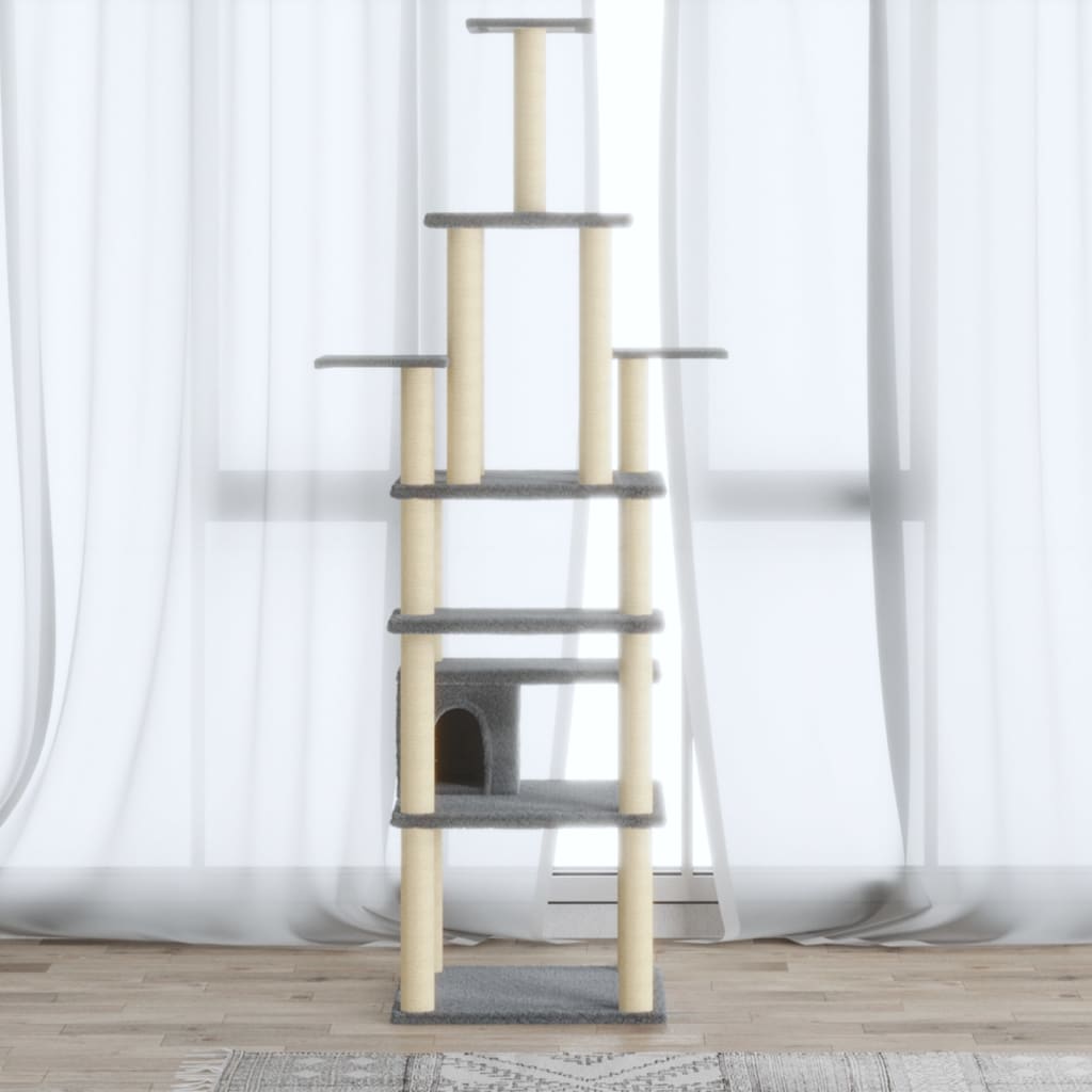 Kattenkrabpaal met sisal krabpalen 183 cm lichtgrijs is nu te koop bij PeponiXL, paradijselijk wonen!