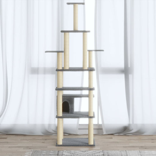 Kattenkrabpaal met sisal krabpalen 183 cm lichtgrijs is nu te koop bij PeponiXL, paradijselijk wonen!