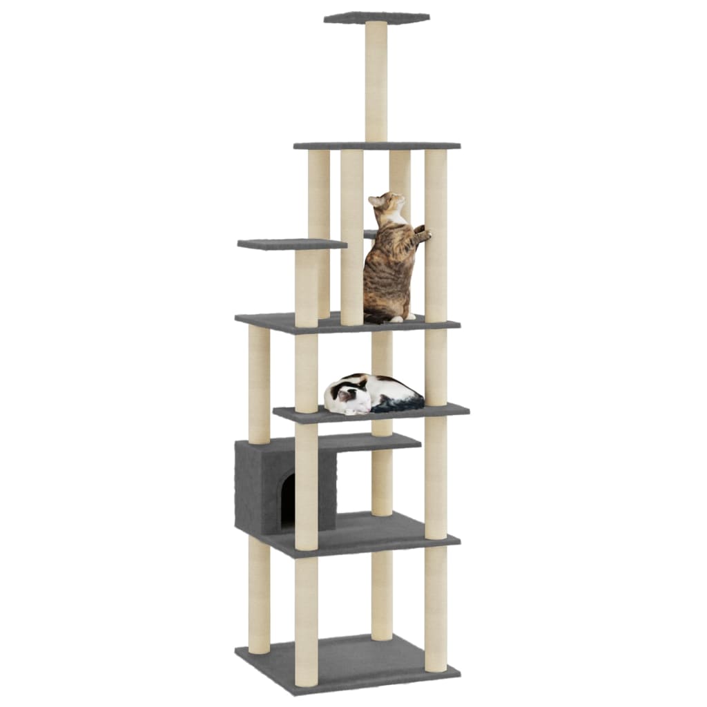 Kattenkrabpaal met sisal krabpalen 183 cm donkergrijs is nu te koop bij PeponiXL, paradijselijk wonen!