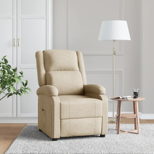 Fauteuil verstelbaar stof crèmekleurig is nu te koop bij PeponiXL, paradijselijk wonen!