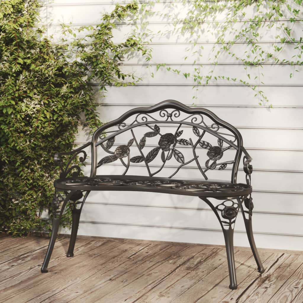 Tuinbank 100 cm gietaluminium zwart is nu te koop bij PeponiXL, paradijselijk wonen!