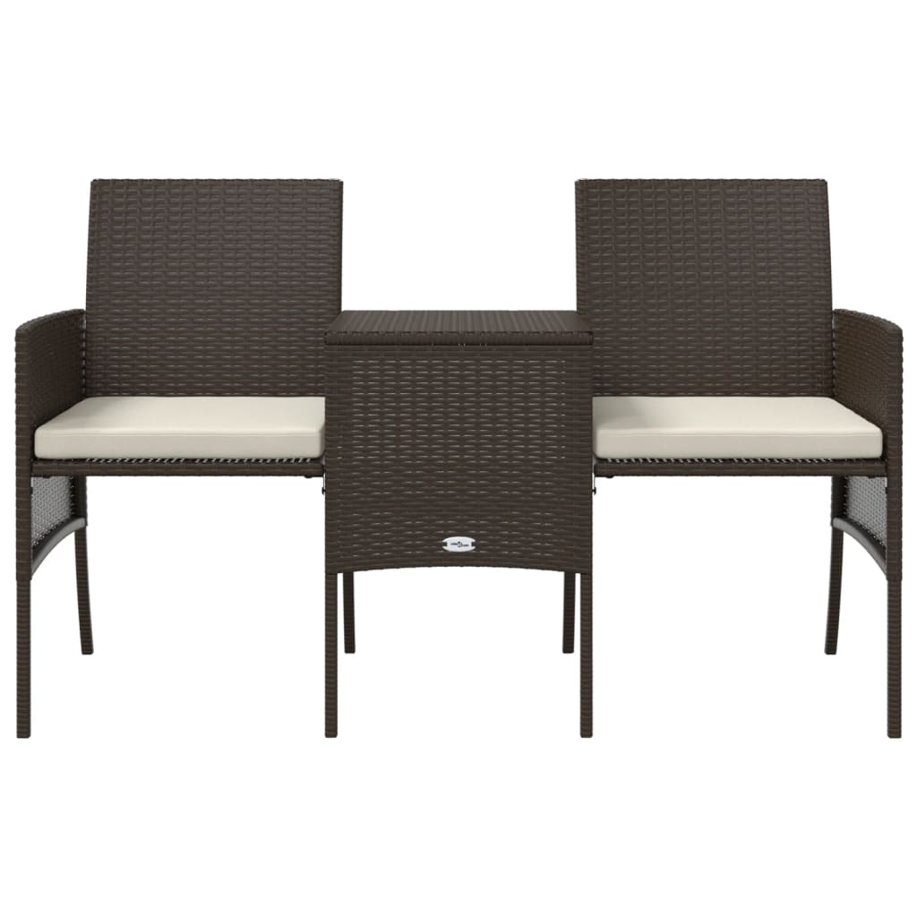 Tuinbank 2-zits met tafel en voetenbanken poly rattan bruin is nu te koop bij PeponiXL, paradijselijk wonen!