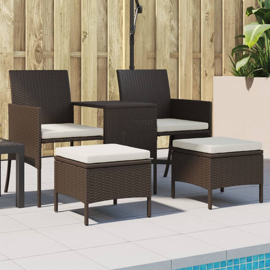 Tuinbank 2-zits met tafel en voetenbanken poly rattan bruin is nu te koop bij PeponiXL, paradijselijk wonen!