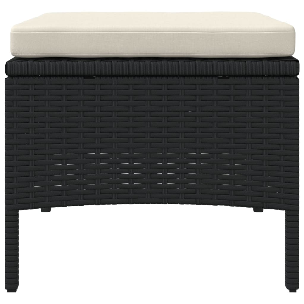 Tuinbank 2-zits met tafel en voetenbanken poly rattan zwart is nu te koop bij PeponiXL, paradijselijk wonen!