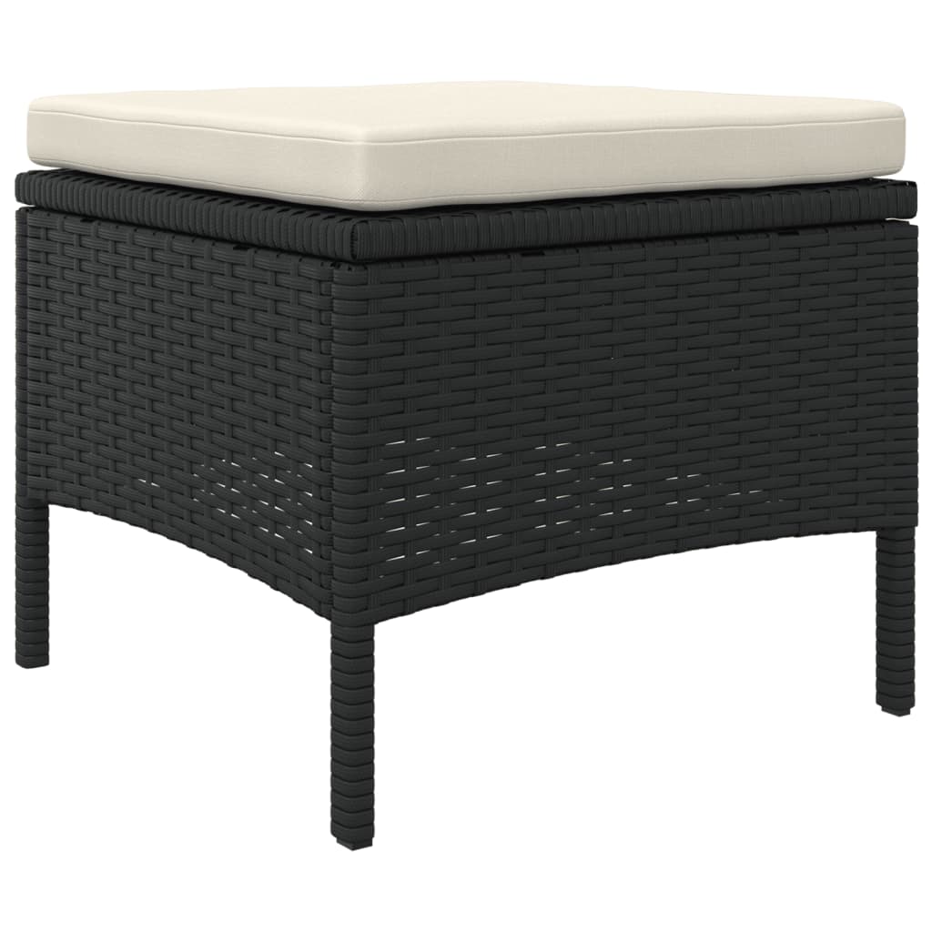 Tuinbank 2-zits met tafel en voetenbanken poly rattan zwart is nu te koop bij PeponiXL, paradijselijk wonen!