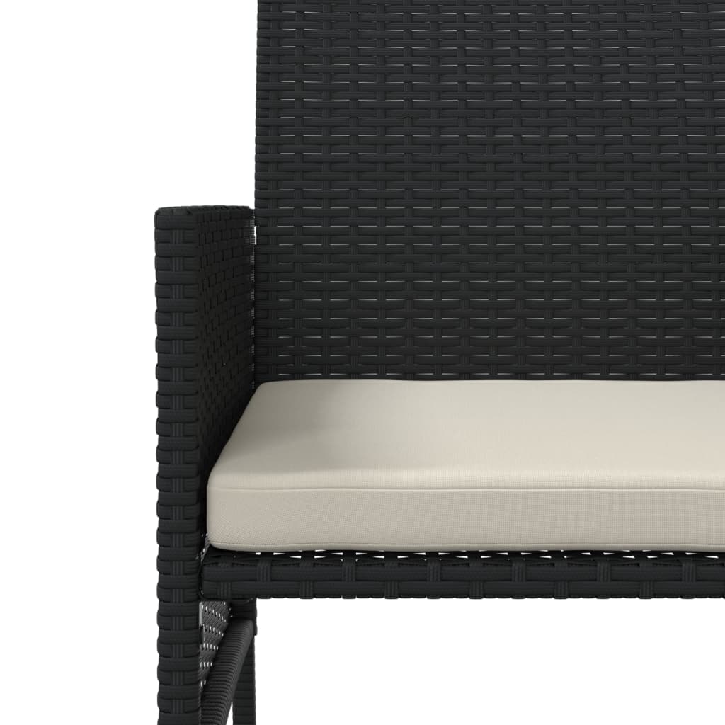 Tuinbank 2-zits met tafel en voetenbanken poly rattan zwart is nu te koop bij PeponiXL, paradijselijk wonen!