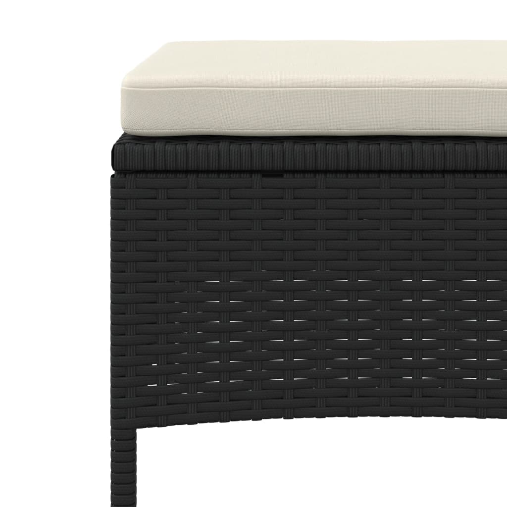 Tuinbank 2-zits met tafel en voetenbanken poly rattan zwart is nu te koop bij PeponiXL, paradijselijk wonen!