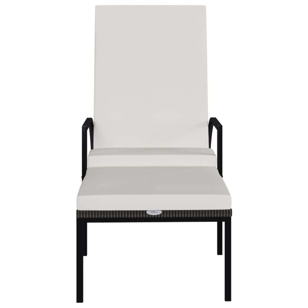 Ligbed met voetensteun polyetheen rattan bruin is nu te koop bij PeponiXL, paradijselijk wonen!