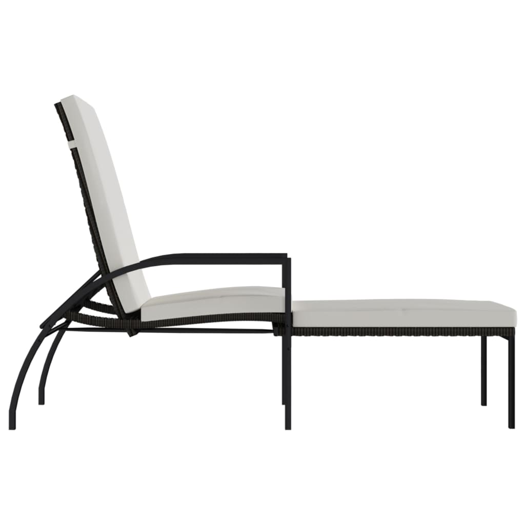 Ligbed met voetensteun polyetheen rattan bruin is nu te koop bij PeponiXL, paradijselijk wonen!