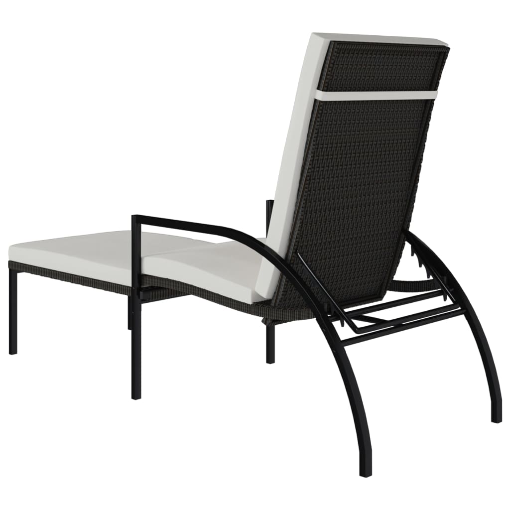 Ligbed met voetensteun polyetheen rattan bruin is nu te koop bij PeponiXL, paradijselijk wonen!