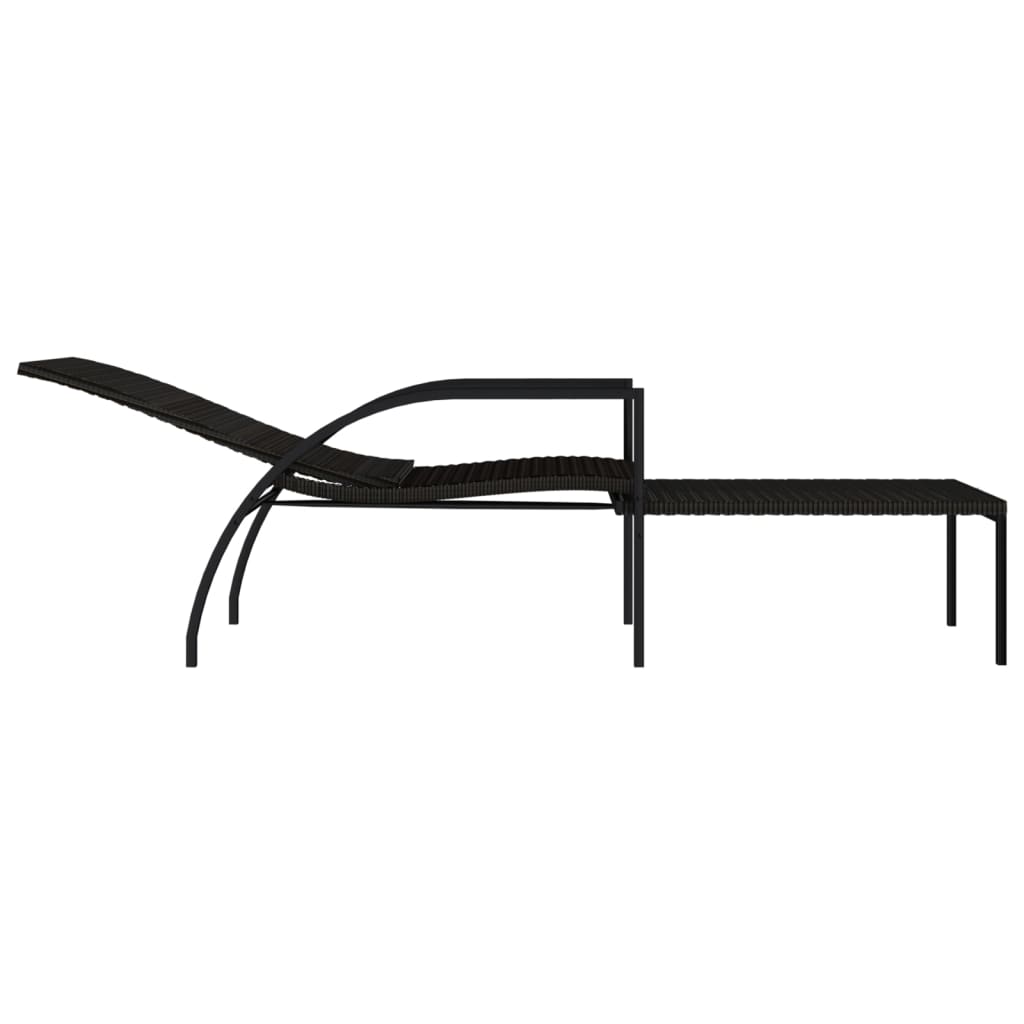 Ligbed met voetensteun polyetheen rattan bruin is nu te koop bij PeponiXL, paradijselijk wonen!