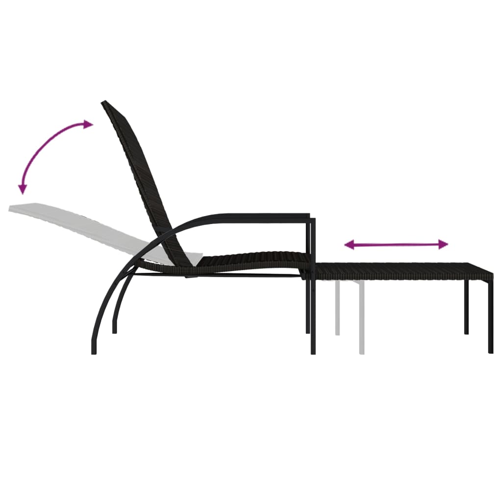 Ligbed met voetensteun polyetheen rattan bruin is nu te koop bij PeponiXL, paradijselijk wonen!