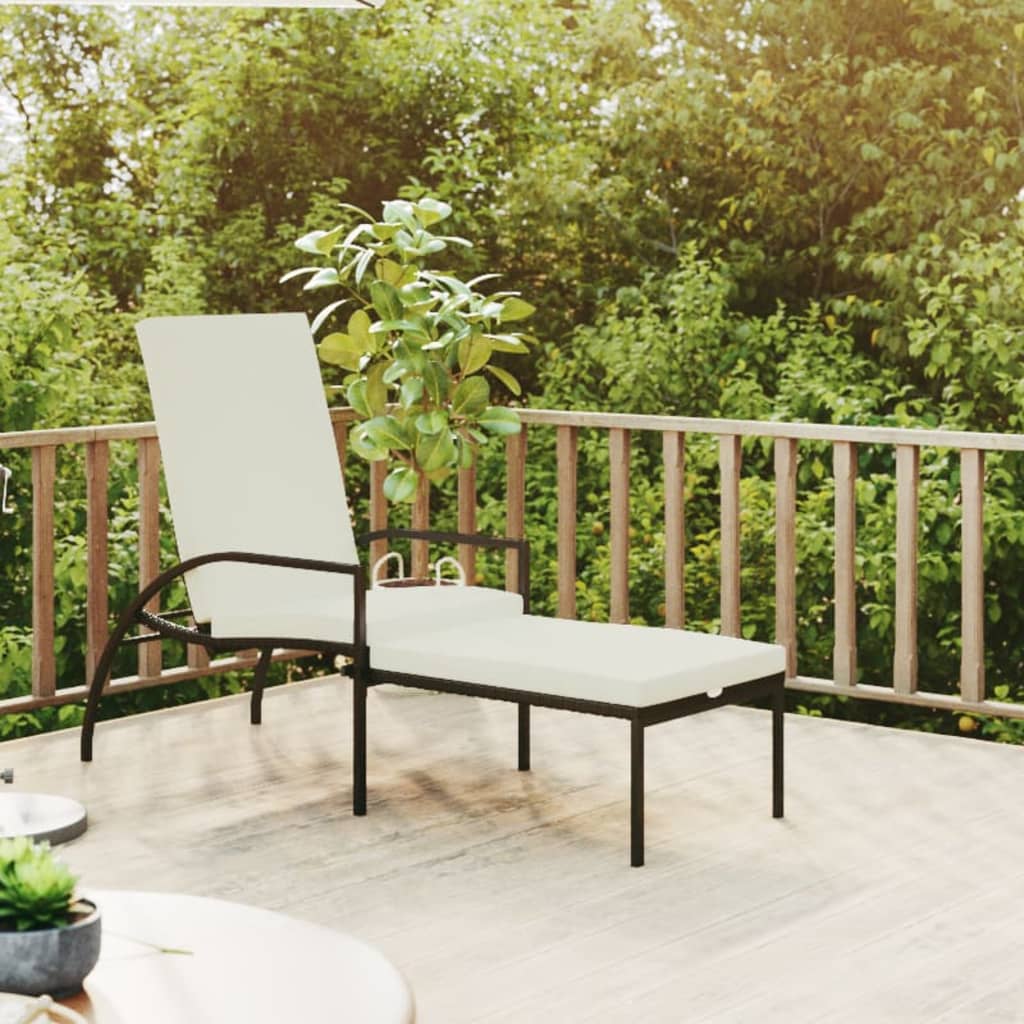 Ligbed met voetensteun polyetheen rattan bruin is nu te koop bij PeponiXL, paradijselijk wonen!
